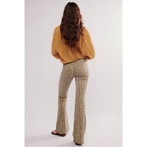 NWT Free People Penny Pull-On Flare Jeans Sea Shell Printed Green 32